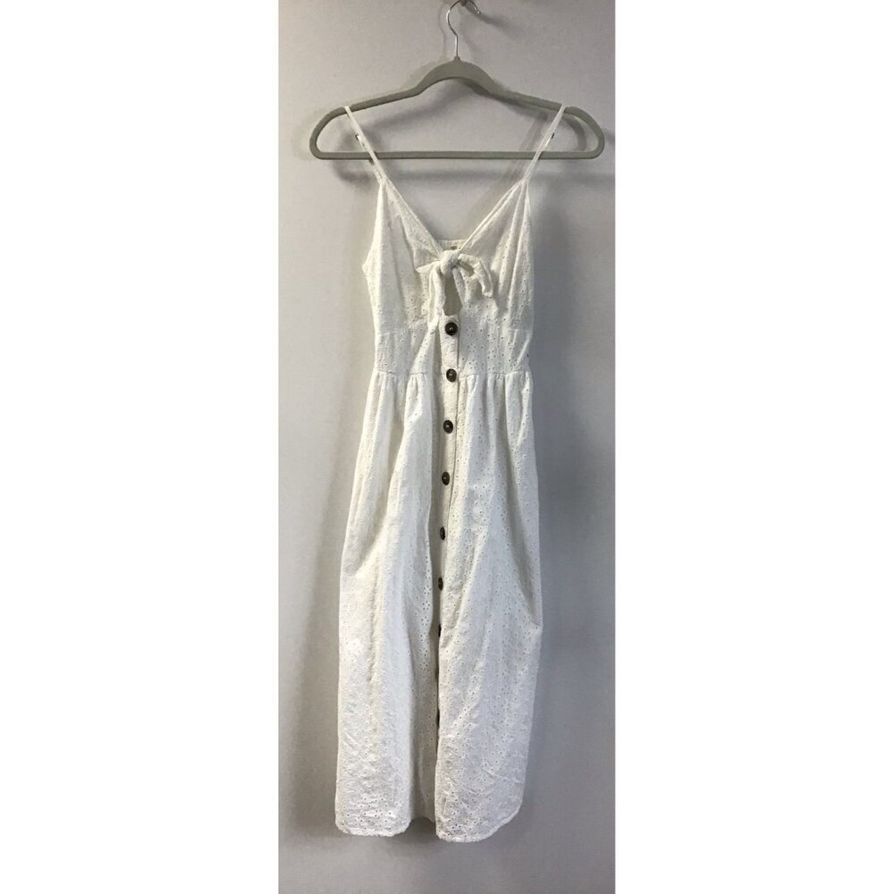 Japna Woman’s White Cutout & Tie Front Button  Maxi Dress Size XS 🤍
